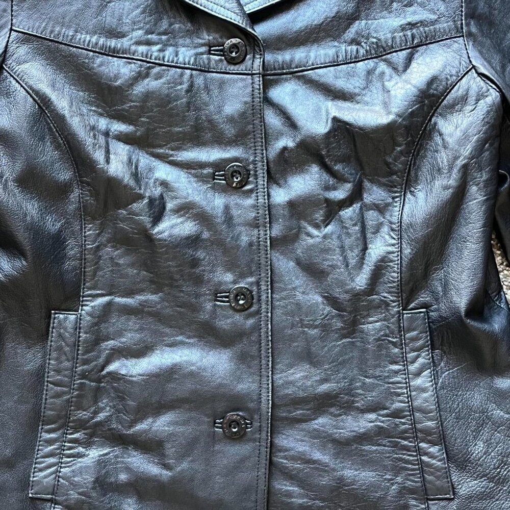 Wilsons Leather Maxima Black 100% Genuine Leather Womens L Biker Moto Durable - Picture 5 of 8